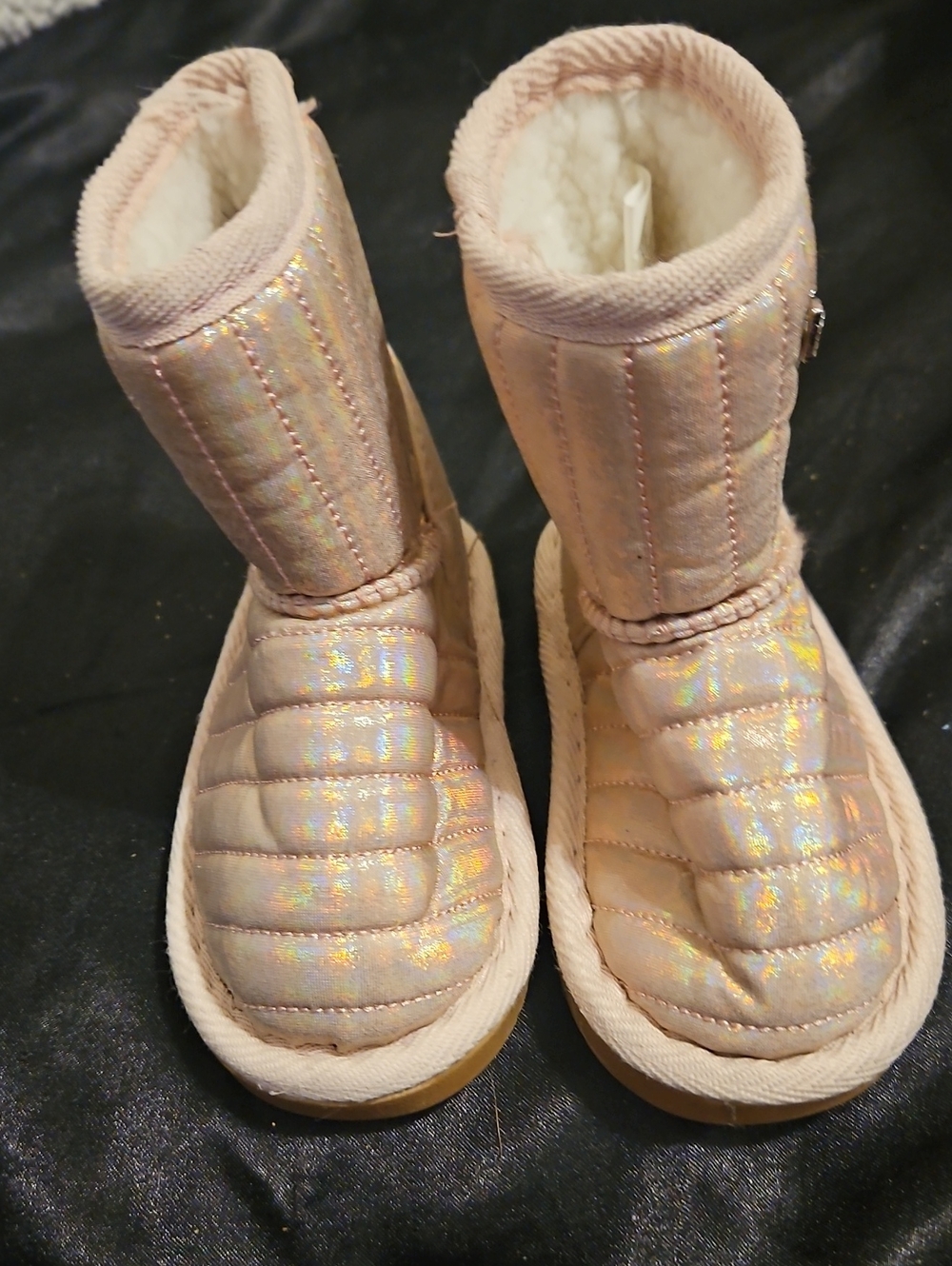 bebe Girls Shimmery Pink Iridescent Winter Boots